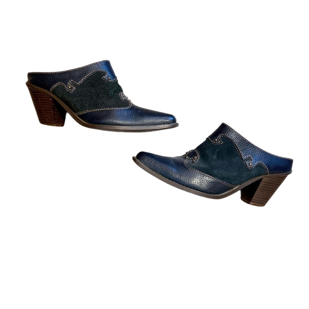 Blue Suede Western Mules